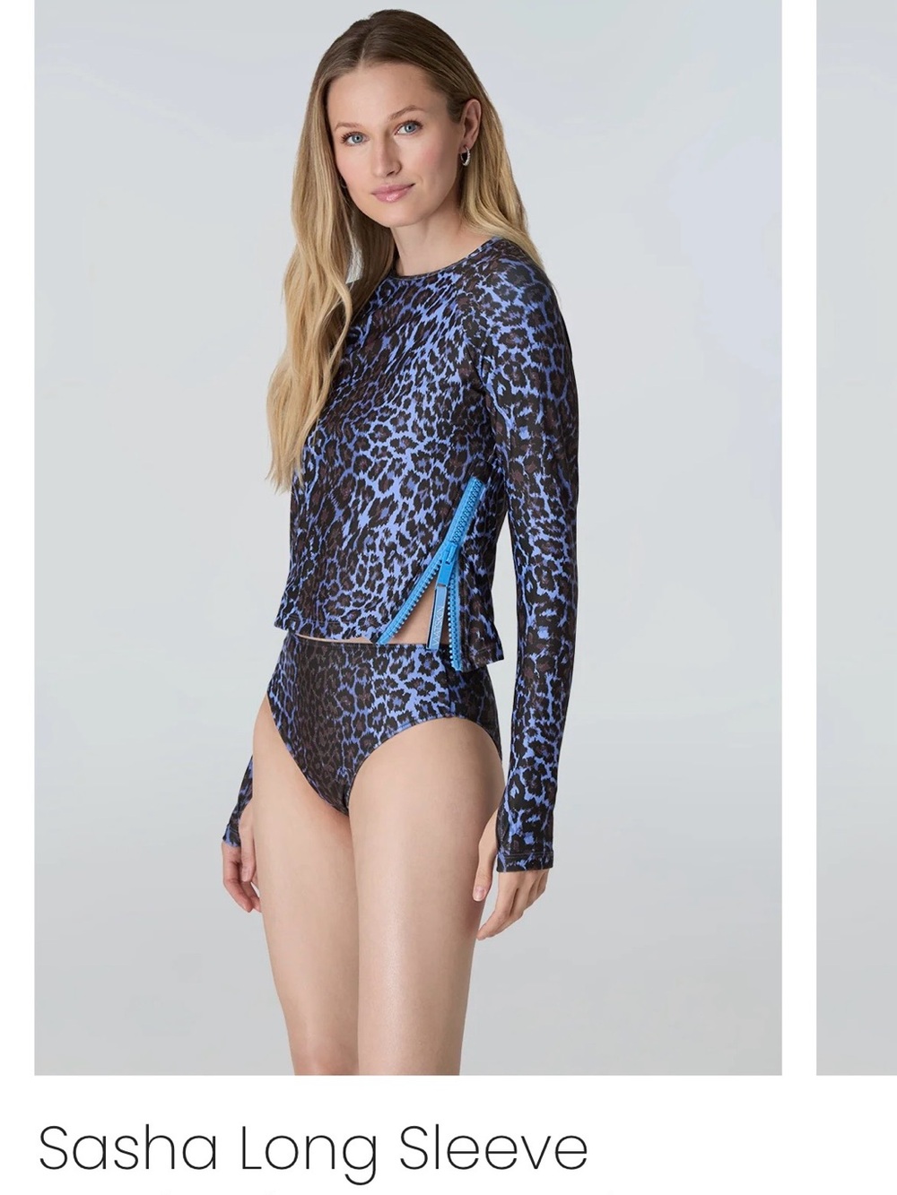 Watskin Sasha Long-Sleeve Tee in Blue Leopard - Picture 2 of 11